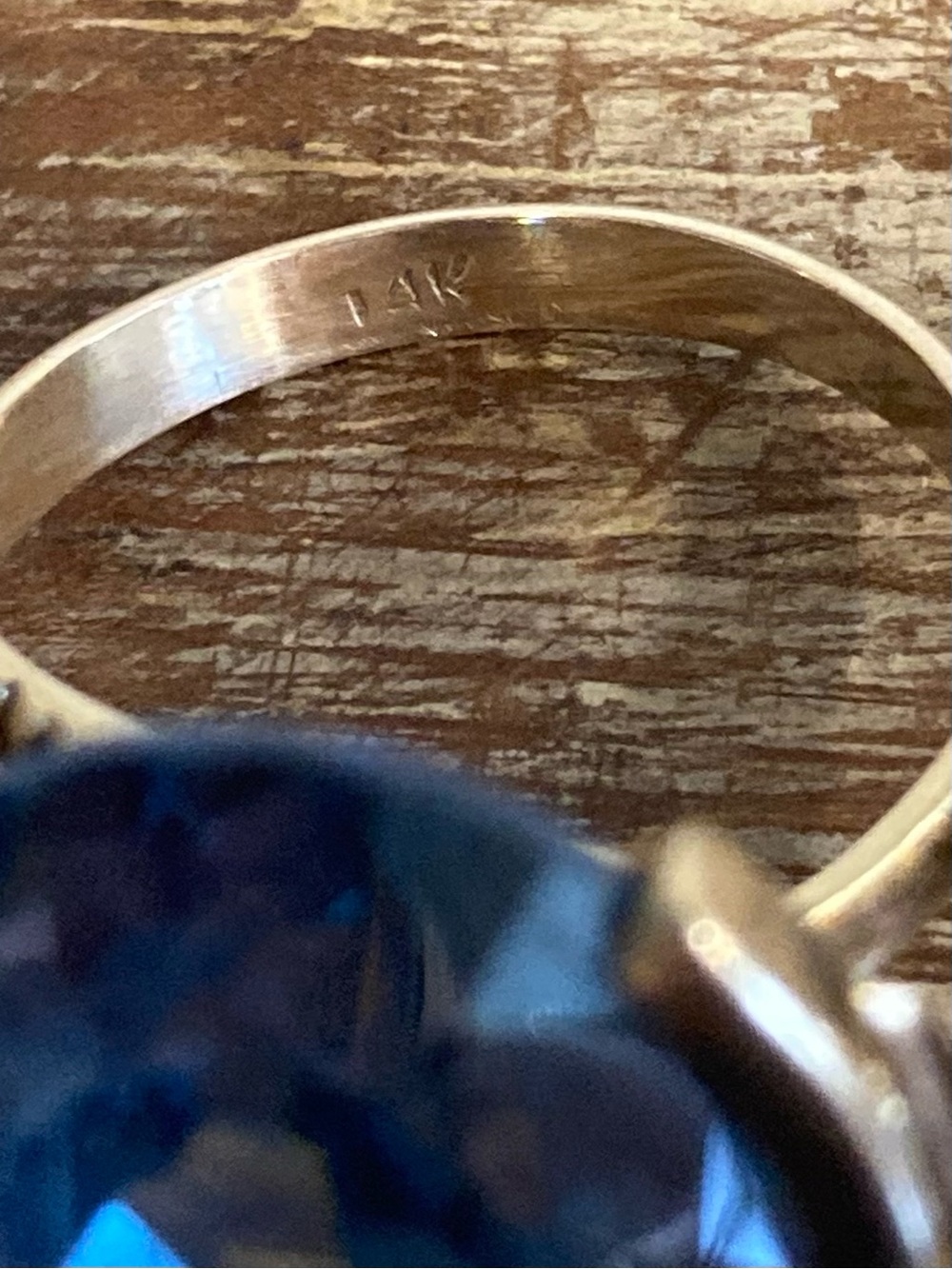 Vintage 14K Gold Abstract Ring Large Blue Oval Gemstone • Size 8.25 • 11 Grams - Picture 7 of 17